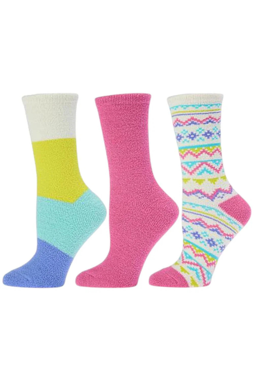 Comfort Code Women's 3pack Holiday Microterry Double Layer Socks Pink